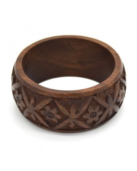 Carving Flowers Wood Bangle